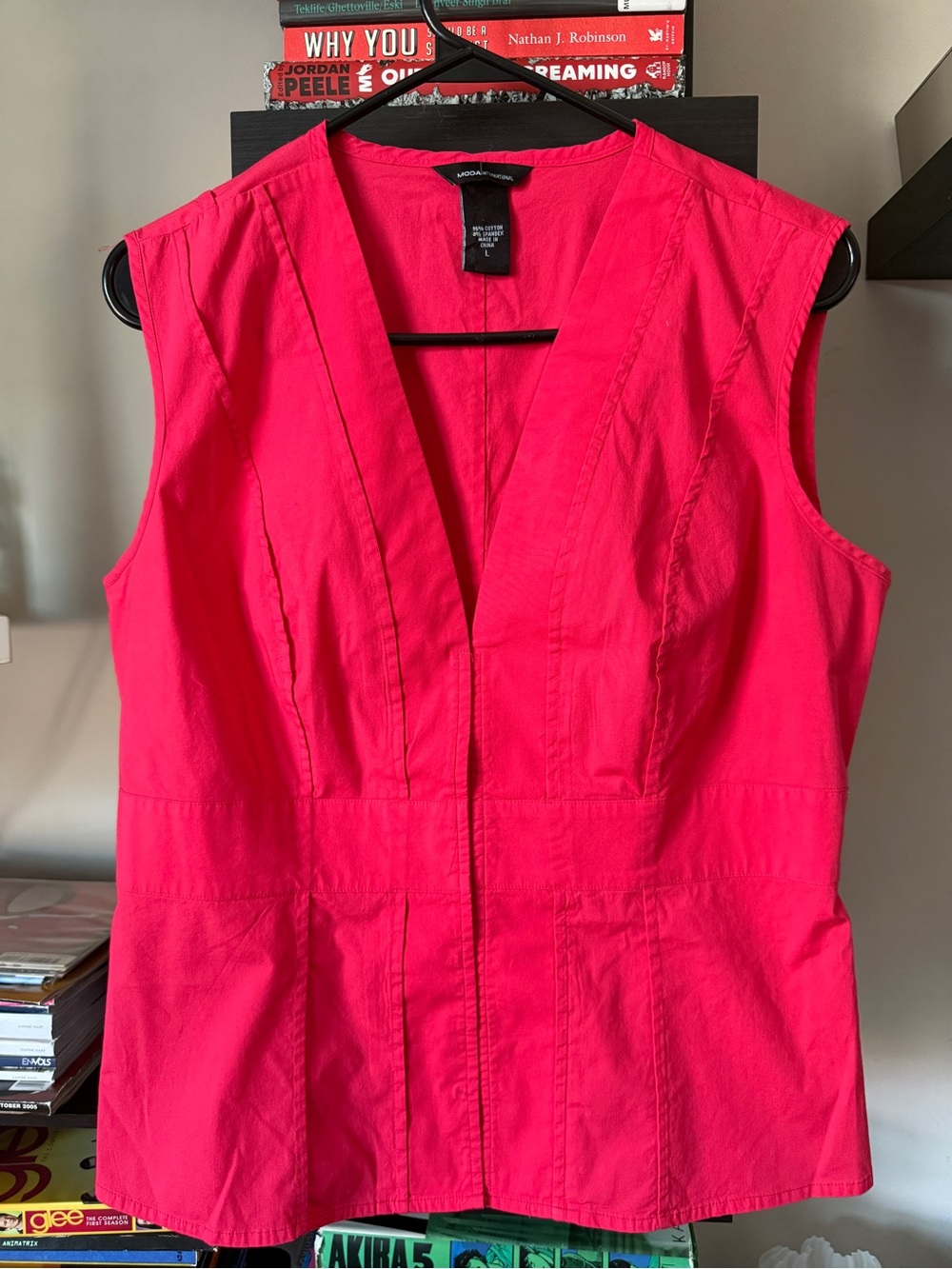 Sleeveless V-Neck Vest Top in Hot Pink